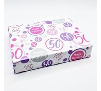 2 Sheets 50th Birthday Wrapping Paper Age 50 Gift Wrap Female Pink Lilac