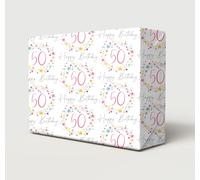 2 Sheets 50th Happy Birthday Colourful Stars Dots and Spiral Female Design
