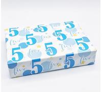 2 Sheets 5th Birthday Boy Polka Dots Wrapping Paper Age 5 Cute Polka Dots Birthday Giftwrap Male BLUE (PA)