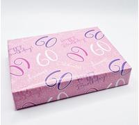 2 Sheets 60th Happy Birthday Celebrate Hooray Pink Female Wrapping Paper Age 60 Birthday Ladies Giftwrap (PA)