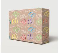 2 Sheets 60th Happy Birthday Wrapping Paper Age 60 Gift Wrap Hooray Brown