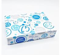 2 Sheets 65th Birthday Wrapping Paper Age 65 Gift Wrap Male Blue White -PA