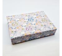 2 Sheets 65th Birthday Wrapping Paper Age 65 Grey Elegant Flowers Gift Wrap