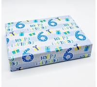2 Sheets 6th Birthday Boy Wrapping Paper Age 6 Cute Birthday Giftwrap Male Blue (PA)