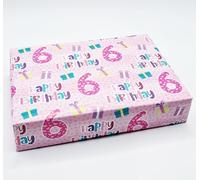 2 Sheets 6th Birthday Girl Wrapping Paper Age 6 Cute Birthday Giftwrap Female PINK (PA)