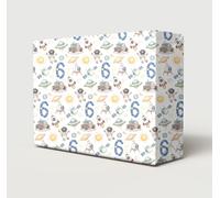 2 Sheets 6th Birthday Space Wrapping Paper Age 6 Gift Wrap Boy Girl White | Space Theme Cute Fun Planets Rockets Design Wrapping Paper For Male or Female, Large Size Paper 50cm wide x 70cm length