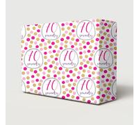 2 Sheets 70th Birthday Pink Gold Polka Dots Female Wrapping Paper Age 70 Birthday Ladies Giftwrap (PA)