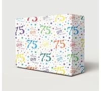2 Sheets 75th Birthday White Multi Colour Wrapping Paper Age 75 Birthday Gift Wrap Paper Male/Female/Unisex White & Multi Colour (PA)