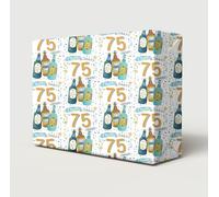 2 Sheets 75th Birthday Wrapping Paper Age 75 Beer Gift Wrap Cheers & Beers