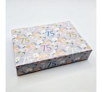 2 Sheets 75th Birthday Wrapping Paper Age 75 Grey Elegant Flowers Gift Wrap