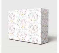 2 Sheets 75th Happy Birthday Colourful Stars Dots and Spiral Female Design