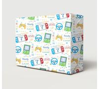 2 Sheets 7th Birthday Gamer Wrapping Paper Age 7 Gaming Boy Girl Gift Wrap | Attractive Cute Fun Unisex Computer Games Level Up Multi Colour Unisex Gift wrap, Large Size Paper 50cm wide x 70cm length