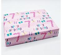 2 Sheets 7th Birthday Girl Wrapping Paper Age 7 Gift Wrap Female Pink (PA)