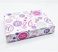 2 Sheets 80th Birthday Wrapping Paper Age 80 Gift Wrap Female Pink Lilac