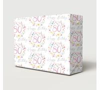 2 Sheets 80th Happy Birthday Colourful Stars Dots and Spiral Female Design