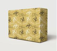 2 Sheets 80th Happy Birthday Wrapping Paper Age 80 Gift Wrap Hooray Gold | Birthday Attractive Gold Wrapping Paper For Male Female Unisex, Large Size Paper 50cm wide x 70cm length