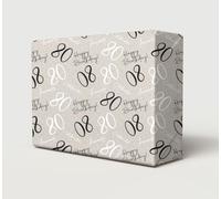 2 Sheets 80th Happy Birthday Wrapping Paper Age 80 Gift Wrap Hooray Silver | Birthday Attractive Silver Wrapping Paper For Male Female Unisex, Large Size Paper 50cm wide x 70cm length