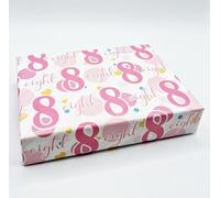 2 Sheets 8th Birthday Girl Polka Dots Wrapping Paper Age 8 Cute Polka Dots Birthday Giftwrap Female PINK (PA)