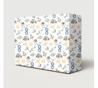 2 Sheets 8th Birthday Space Wrapping Paper Age 8 Gift Wrap Boy Girl White | Space Theme Cute Fun Planets Rockets Design Wrapping Paper For Male or Female, Large Size Paper 50cm wide x 70cm length