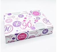 2 Sheets 90th Birthday Wrapping Paper Age 90 Gift Wrap Female Pink Lilac