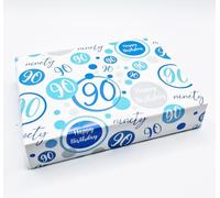 2 Sheets 90th Birthday Wrapping Paper Age 90 Gift Wrap Male Blue White -PA