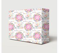 2 Sheets 90th Birthday Wrapping Paper Pink Colourful Bead Bracelet Rings Design Age 90 Birthday Female Ladies Girl Giftwrap (PA)