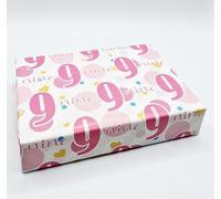 2 Sheets 9th Birthday Girl Polka Dots Wrapping Paper Age 9 Cute Polka Dots Birthday Giftwrap Female PINK (PA)