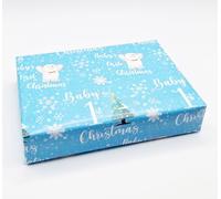 2 Sheets Baby's 1st / First Christmas Blue Boy Wrapping paper Gift Wrap (PA)
