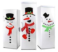 2 Sheets Christmas Snowman Refrigerator Sticker Set Cute Snowman Fridge Stickers Decoration for Fridge Wall Door Party Supplies Home Decoration