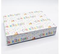 2 Sheets Congratulations White Multi Colour Wrapping Paper Gift Wrap Paper Male/Female/Unisex White & Multi Colour For Any Occasion (PA)