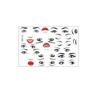 2 Sheets Decorative Sticker Facials Sticker Face Expression Stickers with Eyes Nose Mouth Eyebrow Faces Stickers Funny Faces