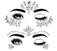 2 Sheets Face Gems,Festival Face Gems,Stick On Face Gems,Stick On Pearls Hair Gems,Pearl Rhinestones Stickers For Face,Nail,Eye,Makeup,Nail Hair(Style 2)