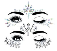 2 Sheets Face Gems,Festival Face Gems,Stick On Face Gems,Stick On Pearls Hair Gems,Pearl Rhinestones Stickers For Face,Nail,Eye,Makeup,Nail Hair(Style 3)