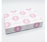 2 Sheets First Holy Communion Girl Pink and White Wrapping Paper Rosette