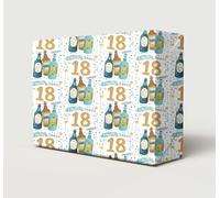 2 Sheets Happy 18th Birthday Cheers & Beers Wrapping Paper Age 18 Can Lager Bottle Pint Birthday Fun Beer Lover Male Female Giftwrap (PA)