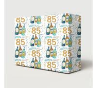 2 Sheets Happy 85th Birthday Cheers & Beers Wrapping Paper Age 85 Can Lager Bottle Pint Birthday Fun Beer Lover Male Female Giftwrap (PA)