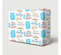 2 Sheets Happy Graduation Fun Design Male You Did It Congratulations Wrapping Paper Gift Wrap Paper Blue And White New Grad Graduate Congrats Giftwrap (PA)