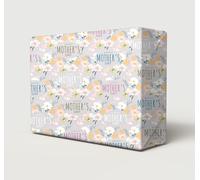 2 Sheets Happy Mother's Day Silver Flowers Wrapping Paper Floral Gift Wrap | Beautiful And Elegant Grey Mothers Day Wrapping Paper, Mum Birthday, Large Size Paper 50cm wide x 70cm length
