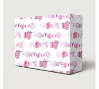 2 Sheets Heart Design 17th Birthday Pink Female Wrapping Paper Age 17 Birthday Gift Wrap Paper Pink Female (PA)