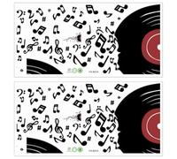 2 Sheets Music Record Vinyl Wall Sticker, Removable PVC Decor | Stylish Music Note Pattern, Stain Coverage and No Trace Finish, for Renters, Students, Glass