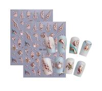 2 Sheets Nail Art Stickers Decal, Self-Adhesive Marine Life Relief Shell Starfish Ocean Creature Nail Design Sticker for Nails Art Manicure Supplies and Decorations Rose Gold