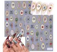 2 Sheets Nail Stickers for Nail Art, Spring Summer 5D Embossed Insect Nail Decals Centipede Spider Butterfly Golden Edge Design Self-Adhesive Nail Art Accessories