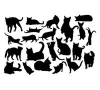 2 Sheets of 22 Cat Feline Pet Silhouette Cute Stickers (44 in Total) - Scrapbook Accessories - Car Decal - Water Bottles - Fun Gifts for Women - Labels (Black, 27.5cm x 18cm (Total Sheet Size))