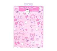 2 Sheets of Gift Wrapping Paper 50cm x 70cm & 2 Tags, Baby Girl Wrapping Paper Set, for Birthday Occasions SE2595 - Bundled by GetInStyle Shop