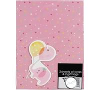 2 Sheets of Gift Wrapping Paper 50cm x 70cm & 2 Tags - Bundled by GetInStyle Shop (Pink)