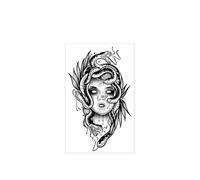 2 Sheets Of Temporary Tattoo Stickers Medusa Arm Snake Female Male Juice Vegetable Ink Waterproof Semi-Permanent And Long-Lasting For 2 Weeks Non-Reflective
