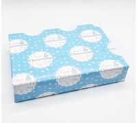 2 Sheets On Your Christening Day Boy Rosette Design Wrapping Paper Gift Wrap Blue and White