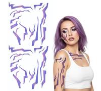 2 Sheets Purple Temporary Tattoos, Waterproof Demon Tattoo Stickers, Makeup Tattoo Sticker, Demon Hunters Stickers Cosplay Accessories, for Cosplay, Party Halloween, Dance, Music Festival(19 * 19CM)