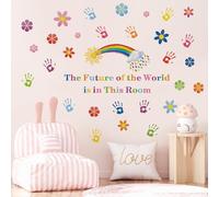 2 Sheets Rainbow Wall Stickers Large Rainbow Wall Stickers Colorful Boho Wall Decal Colorful Star Clouds Decals for Kids Girls Nursery Bedroom Living Room Removable Decor Home Art Decoration