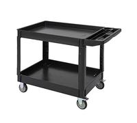 2-Shelf Service Cart with Handle 500 lbs Capacity Heavy-Duty Utility Trolley for Warehouse Garage Cleaning Manufacturing - 45" x 25" Storage Solution